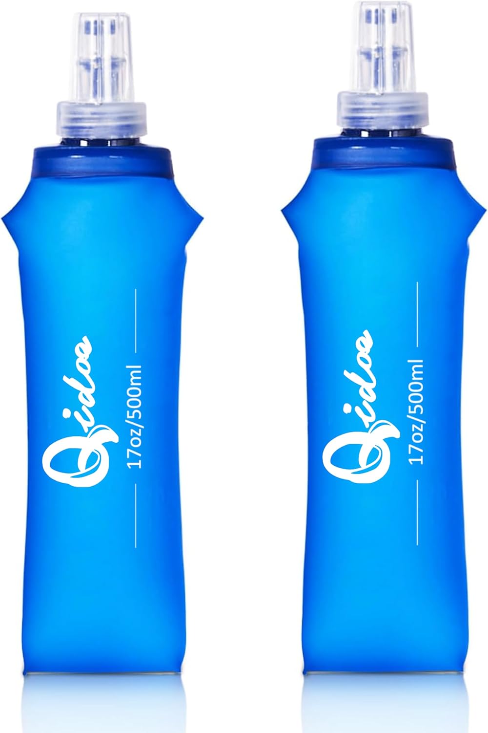 2 Pack Soft Water Bottle, 17oz/500ml TPU Collapsible Flask Foldable Bottles for Hydration Pack, BPA-Free Soft Flasks Handheld Soft Flask Running Bottle for Running Hiking Cycling Climbing Traveling