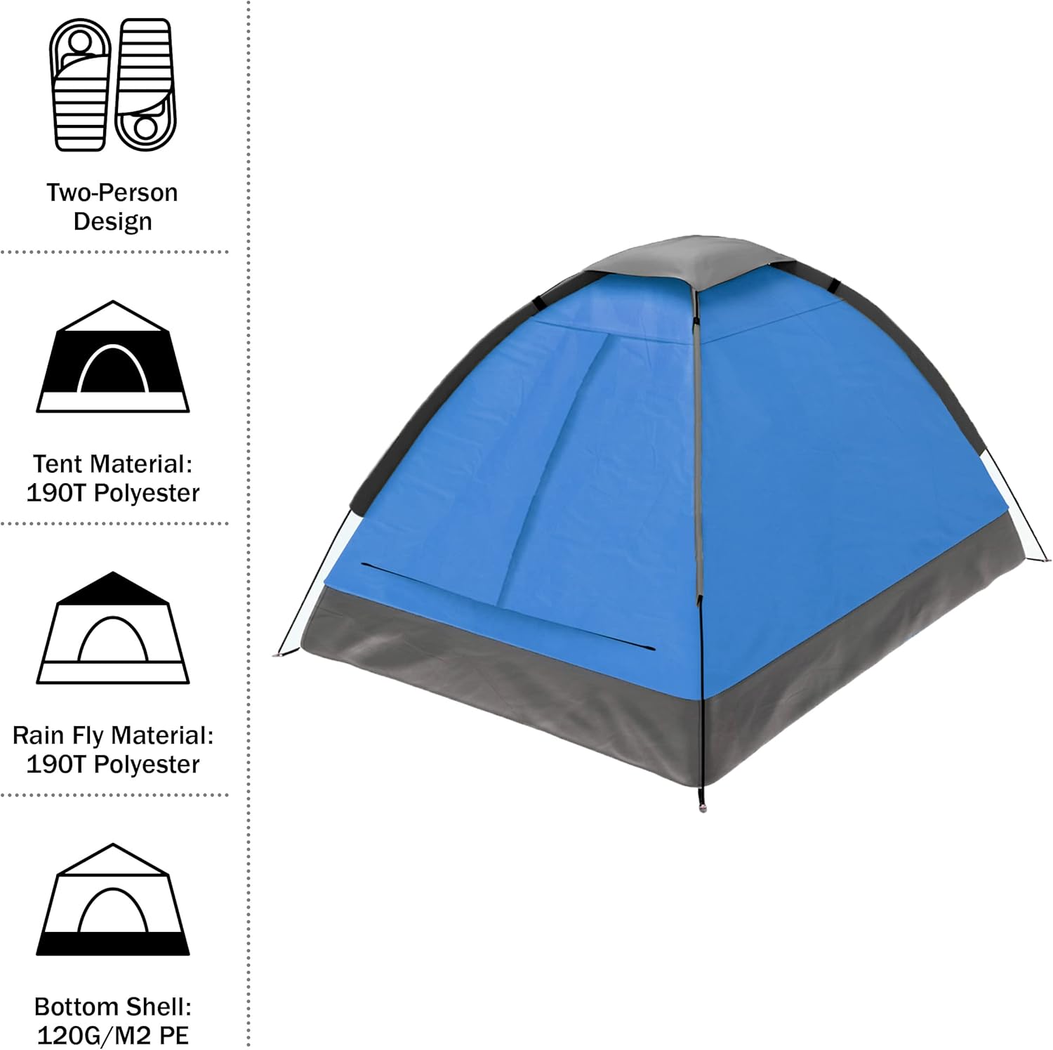2 Person Camping Tent with Rain Fly and Carrying Bag - Lightweight Outdoor Tent for Backpacking, Hiking, or Beach Use by Wakeman Outdoors - Image 4
