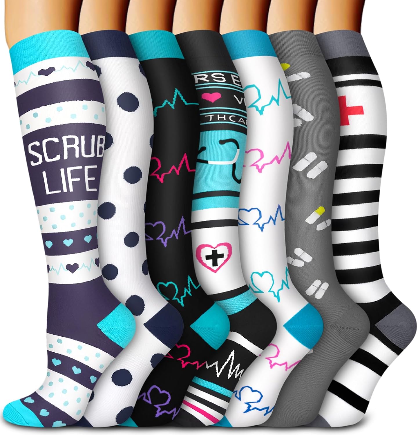 Medical Compression Socks for Women & Men, Support Knee High Socks for Running,Nurses,Travel