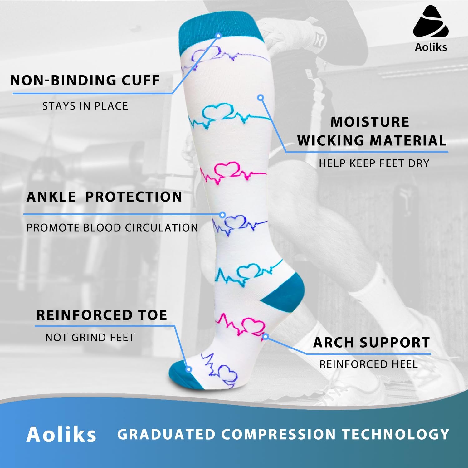 Medical Compression Socks for Women & Men, Support Knee High Socks for Running,Nurses,Travel - Image 4