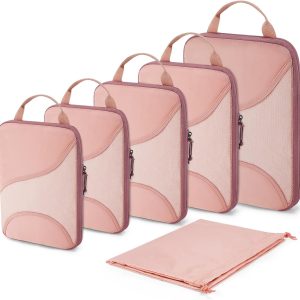 BAGSMART Compression Packing Cubes for Travel, 6 Set Travel Packing Cubes for Suitcases, Compression Suitcases Organizers Bag Set for Travel Essentials, Lightweight Packing Organizers with Shoe Bag