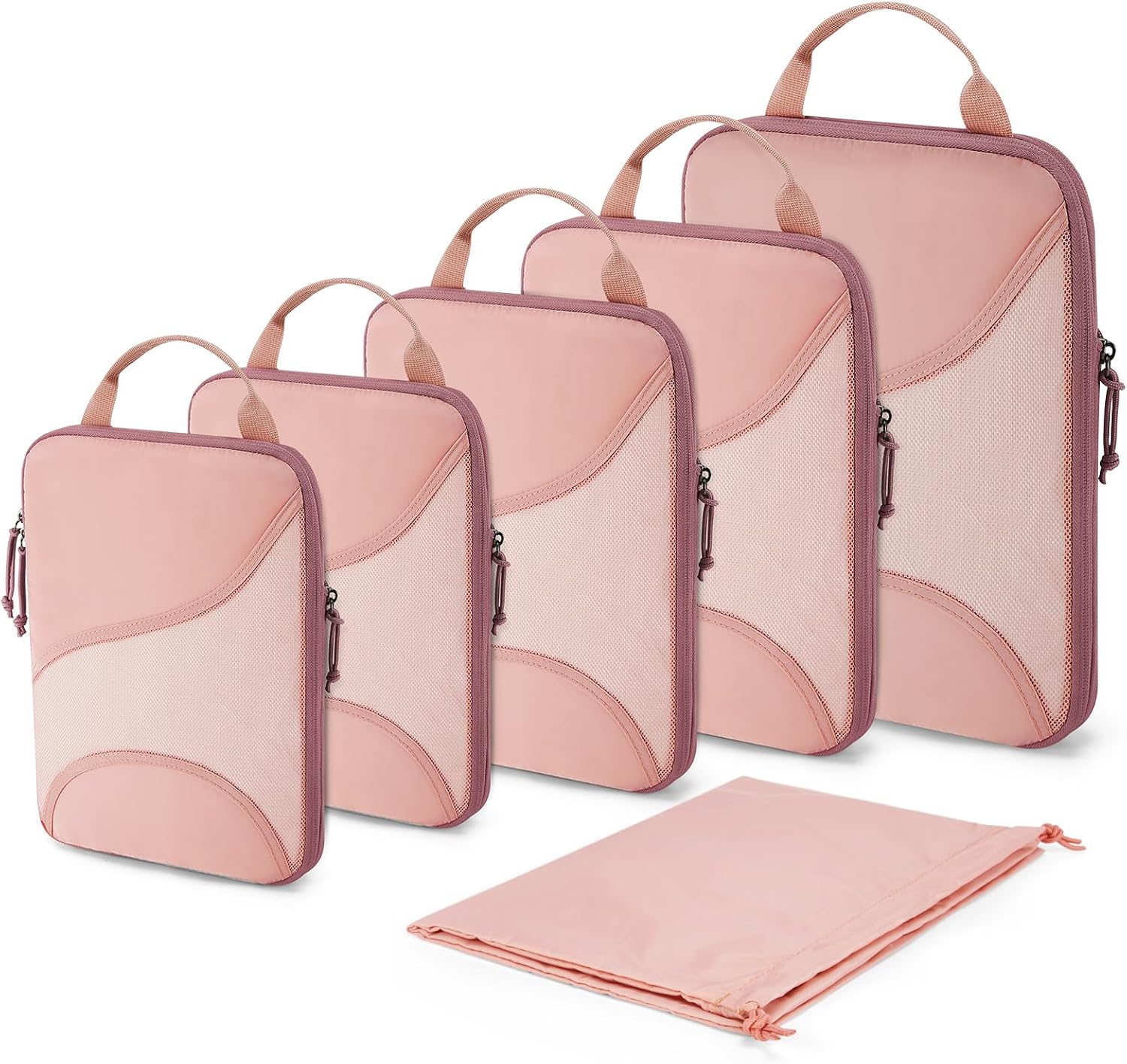 BAGSMART Compression Packing Cubes for Travel, 6 Set Travel Packing Cubes for Suitcases, Compression Suitcases Organizers Bag Set for Travel Essentials, Lightweight Packing Organizers with Shoe Bag