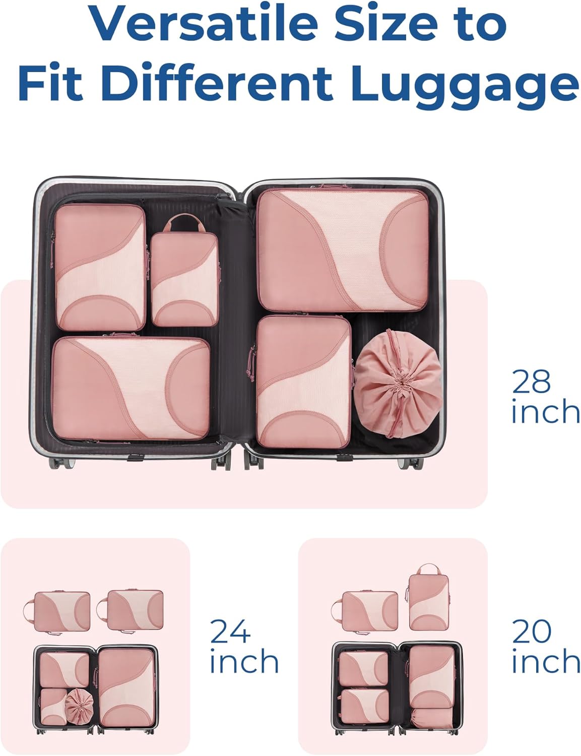 BAGSMART Compression Packing Cubes for Travel, 6 Set Travel Packing Cubes for Suitcases, Compression Suitcases Organizers Bag Set for Travel Essentials, Lightweight Packing Organizers with Shoe Bag - Image 3