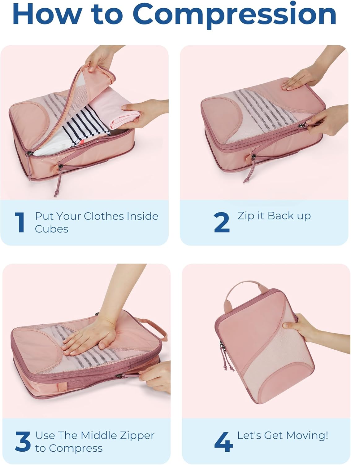 BAGSMART Compression Packing Cubes for Travel, 6 Set Travel Packing Cubes for Suitcases, Compression Suitcases Organizers Bag Set for Travel Essentials, Lightweight Packing Organizers with Shoe Bag - Image 5