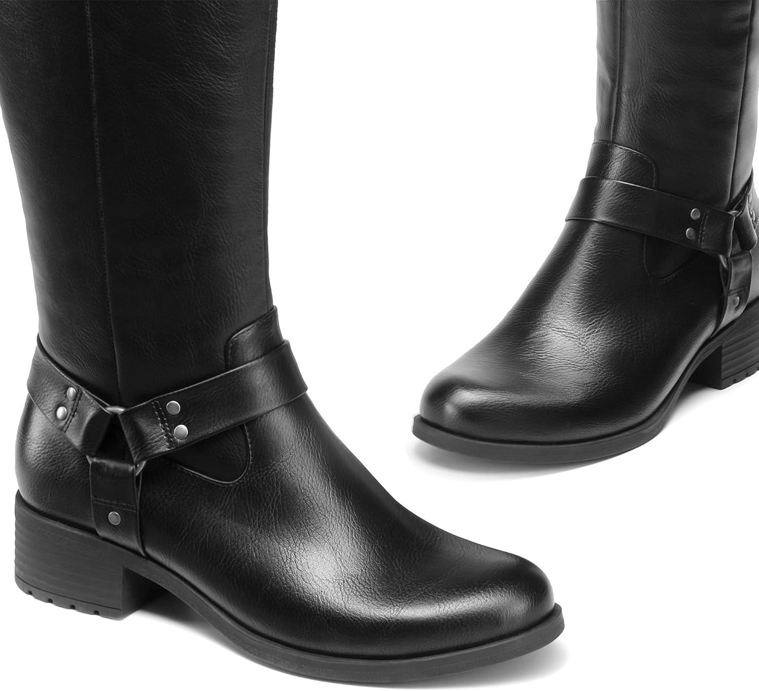 DREAM PAIRS Boots For Women Knee High, Comfortable Pull On Side Zipper Buckle Riding Boots - Image 4