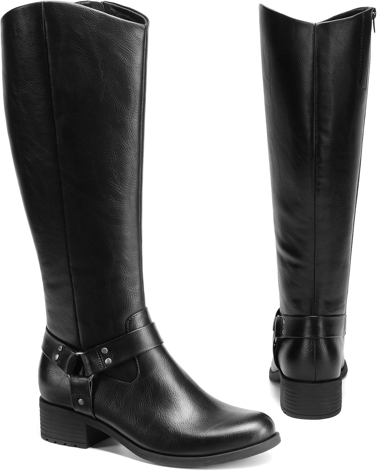 DREAM PAIRS Boots For Women Knee High, Comfortable Pull On Side Zipper Buckle Riding Boots - Image 7