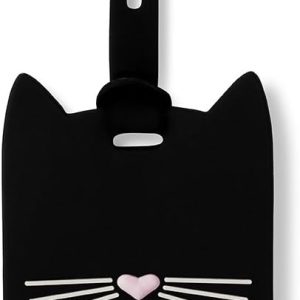 Kate Spade New York Silicone Luggage Tag with Durable Strap, Black Cat