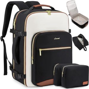 LOVEVOOK Large Travel Backpack for Women & Men, 40L Carry on Backpack for Airplanes, TSA Personal Item Travel Bag fits 17" Laptop, Waterproof Travel Essentials Airline Approved with 3 Packing Cubes