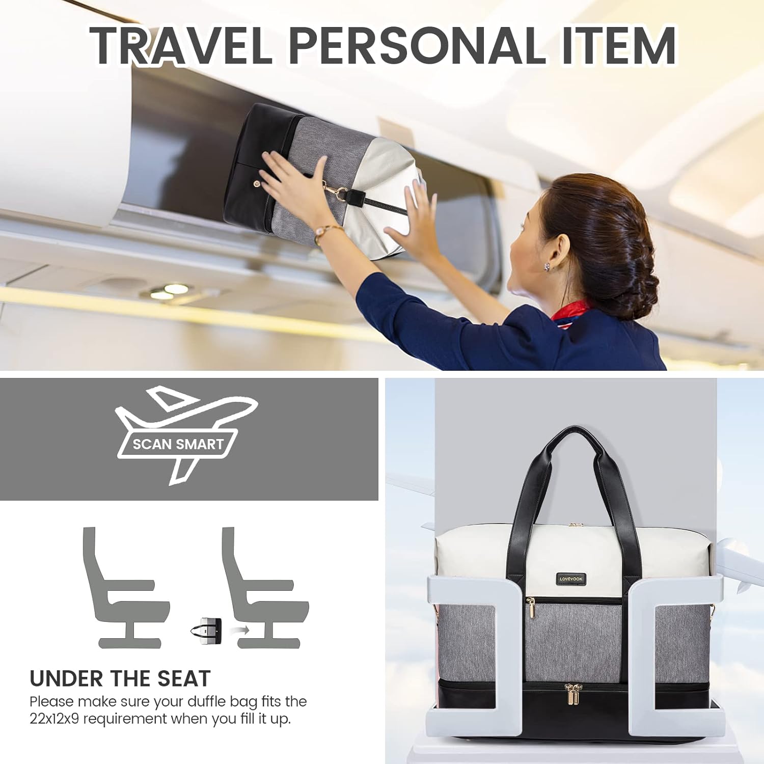 LOVEVOOK Weekender Bag, Large Travel Duffel Bag for Women with 2 Packing Cubes, Carry on Overnight Bag with Shoe Compartment, Mom Hospital Bags for Labor and Delivery - Image 5