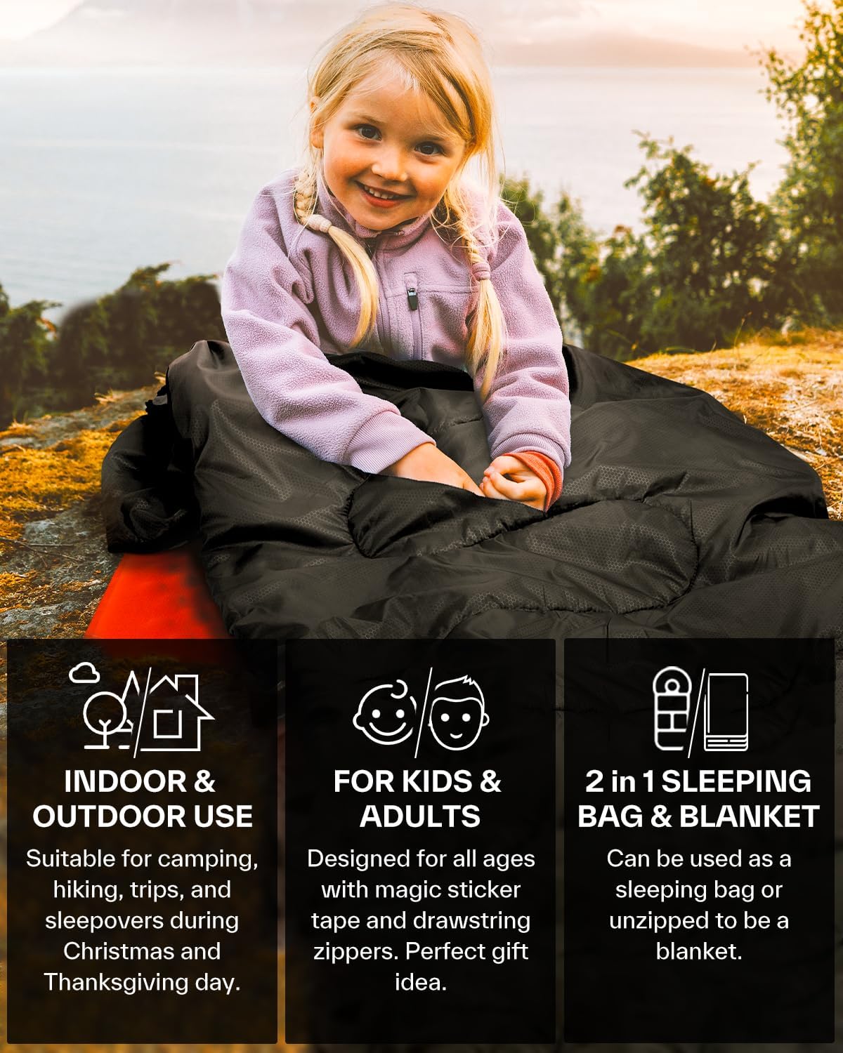 Sportneer Sleeping Bag, 3-4 Seasons Warm Cold Weather Sleeping Bags for Adults Kids Boys Girls with Compression Sack - Lightweight Compact Camping Essentials Gear Accessories, Backpacking, Hiking - Image 6