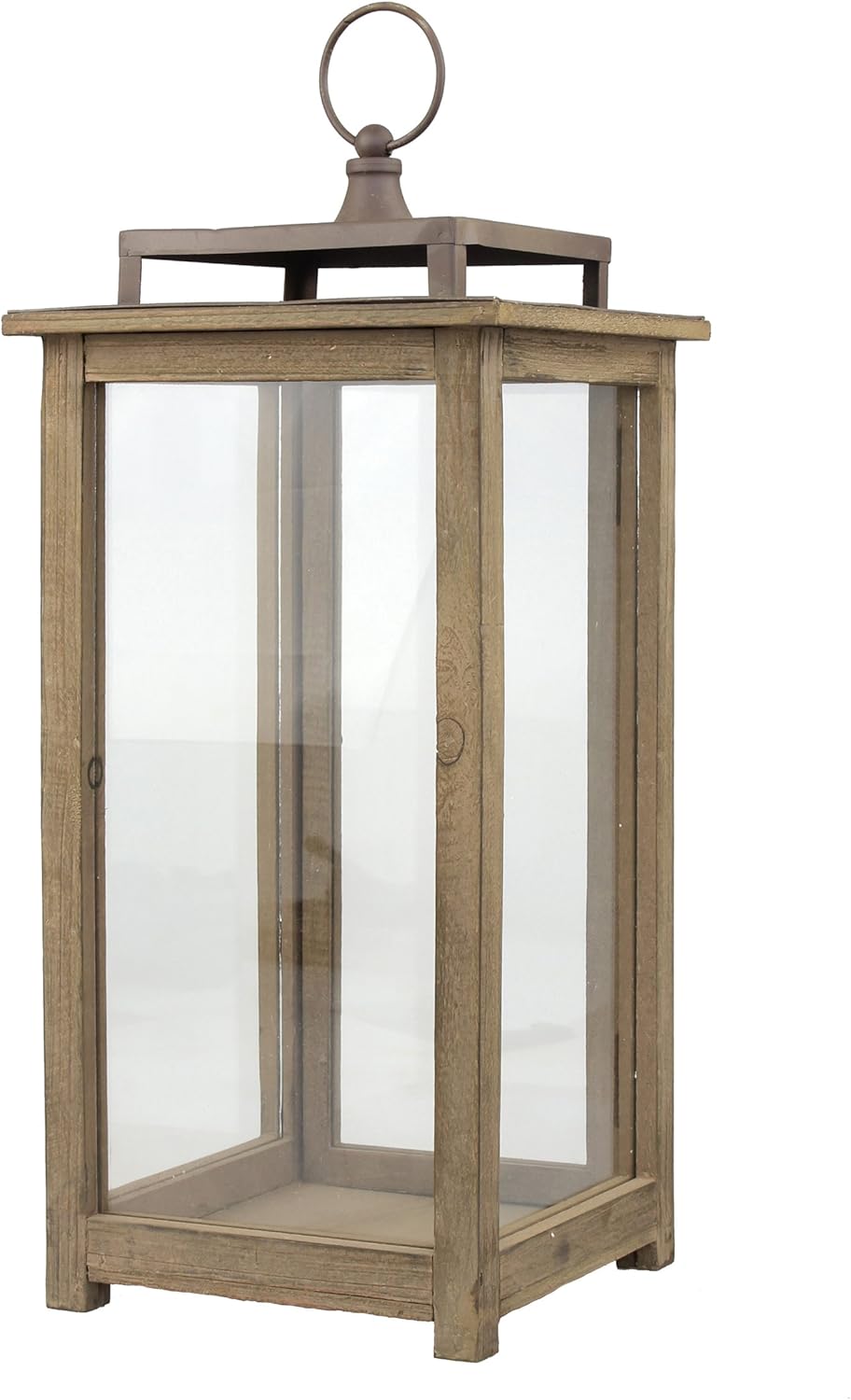 Stonebriar 18 Inch Rustic Wooden Candle Hurricane Lantern, For Table Top, Mantle, Wall Hanging, or Garden Display, Indoor & Outdoor Use, Extra Large - Image 4