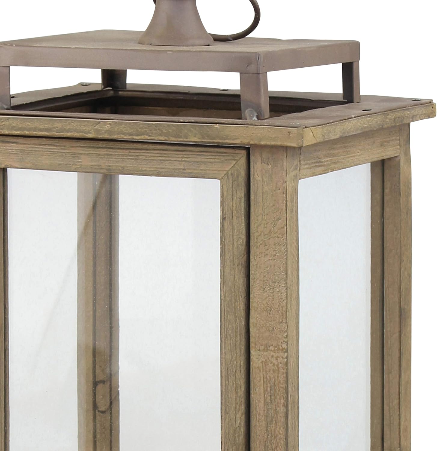 Stonebriar 18 Inch Rustic Wooden Candle Hurricane Lantern, For Table Top, Mantle, Wall Hanging, or Garden Display, Indoor & Outdoor Use, Extra Large - Image 5