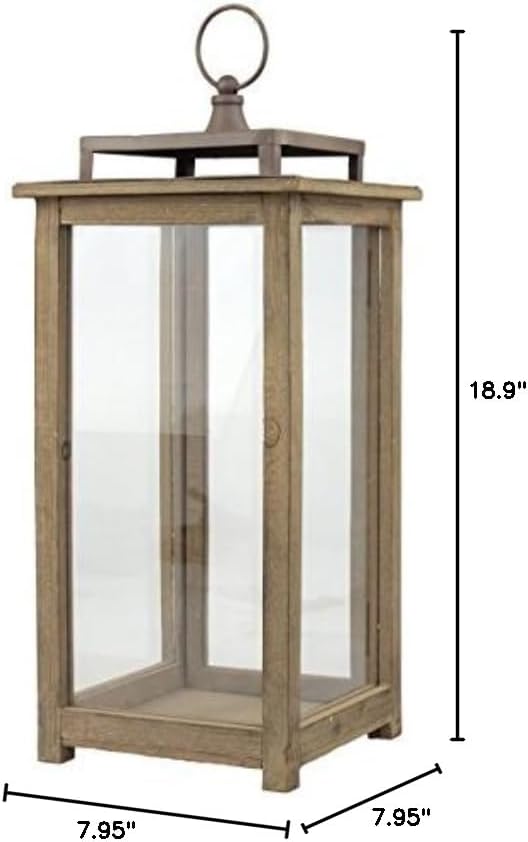 Stonebriar 18 Inch Rustic Wooden Candle Hurricane Lantern, For Table Top, Mantle, Wall Hanging, or Garden Display, Indoor & Outdoor Use, Extra Large - Image 10