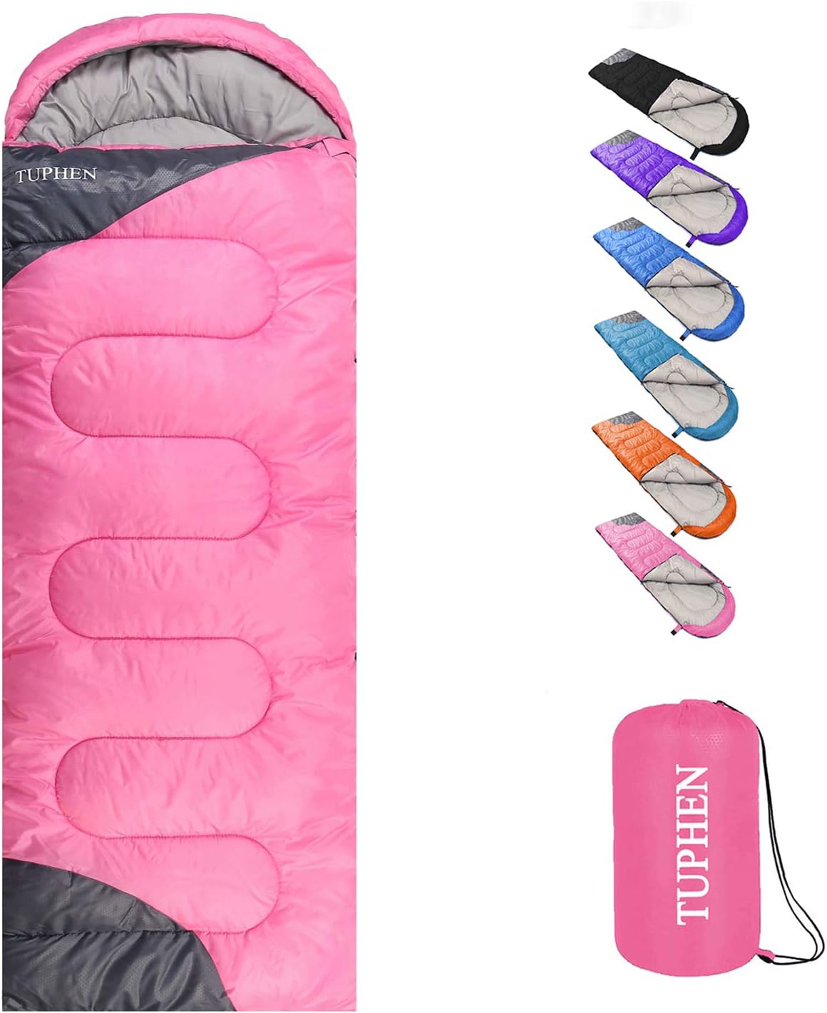 tuphen- Sleeping Bags for Adults Kids Boys Girls Backpacking Hiking Camping, Cold Warm Weather 4 Seasons Indoor Outdoor, Waterproof